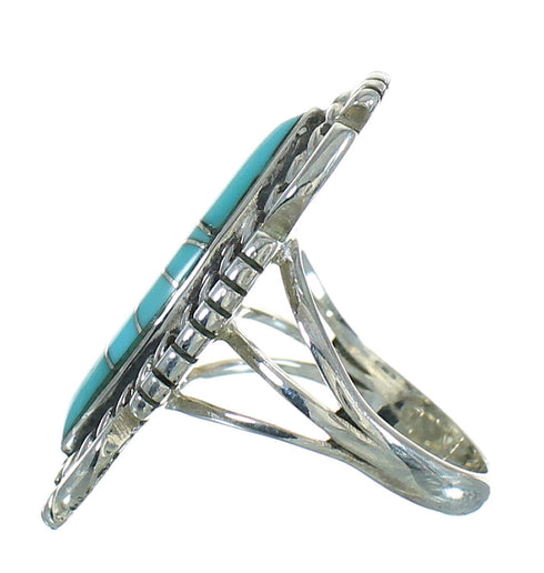 Authentic Sterling Silver Southwestern Turquoise Ring Size 7-1/4 QX85098